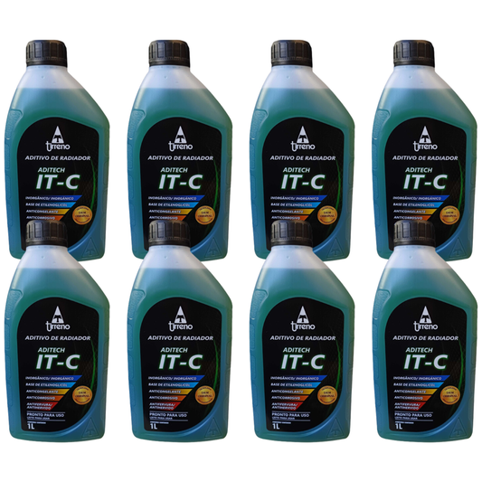 Kit 8 Litros Aditivo Radiador Pronto Para Uso Tirreno Inorgânico IT-C Verde Veículos até anos 90 - (1)
