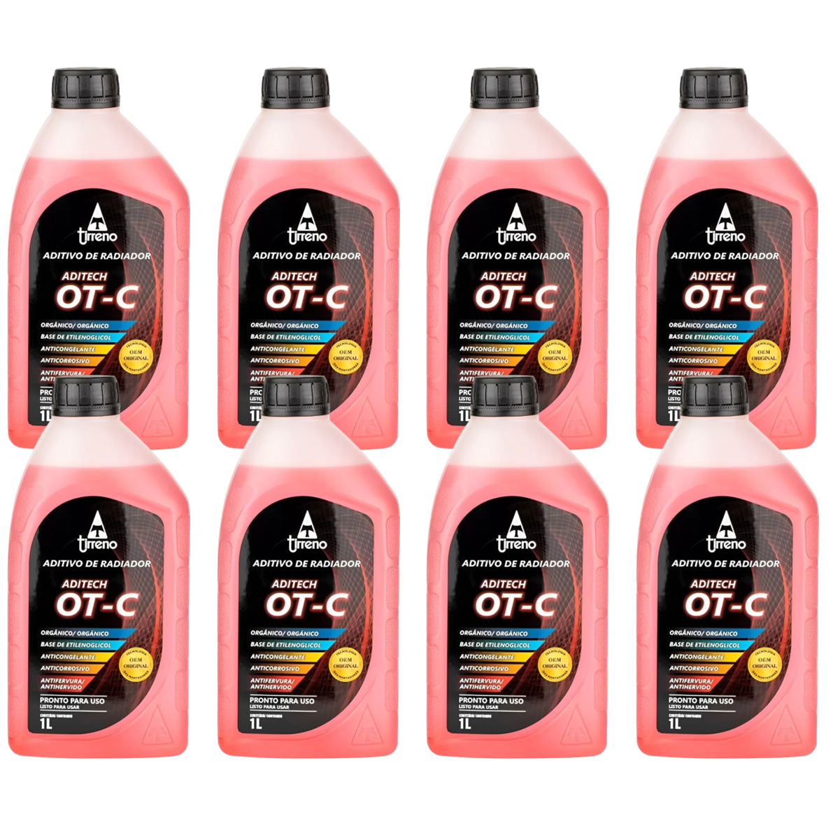 Kit 8 Litros Aditivo Radiador Pronto Para Uso Tirreno Orgânico OT-C Laranja - (1)