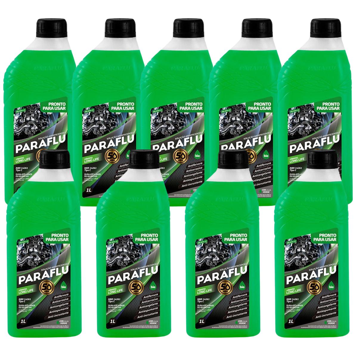 Kit 9 Litros Aditivo Radiador Pronto Para Uso Paraflu Bio Híbrido Verde - (1)