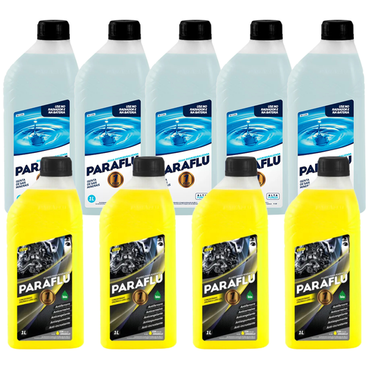 Kit 9 Litros com 4L Aditivo Radiador Amarelo + 5L Água - (1)