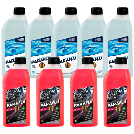 Kit 9 Litros com 4L Aditivo Radiador Rosa + 5L Água - (1)