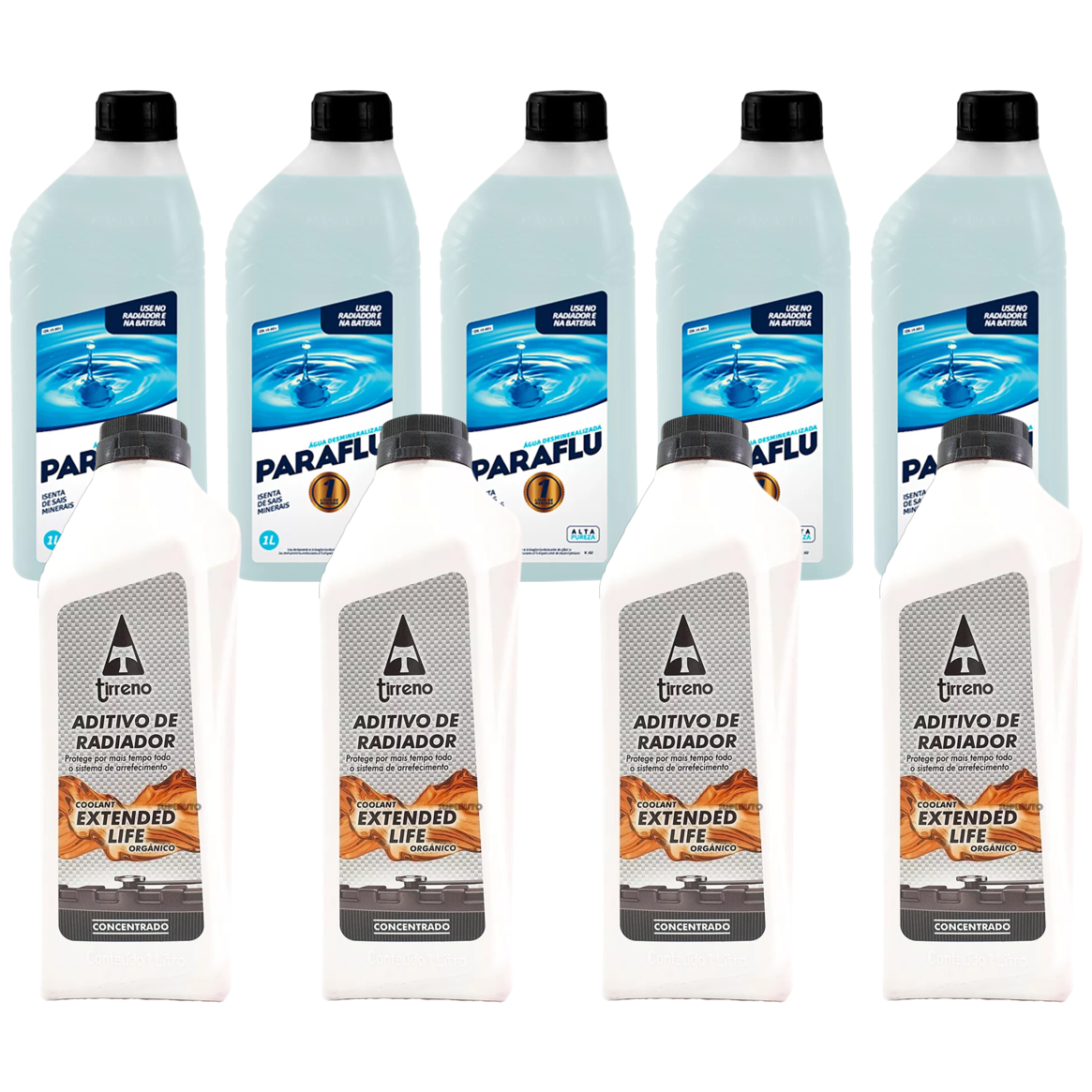 Kit 9 Litros com 4L Aditivo Radiador Laranja + 5L Água - (1)
