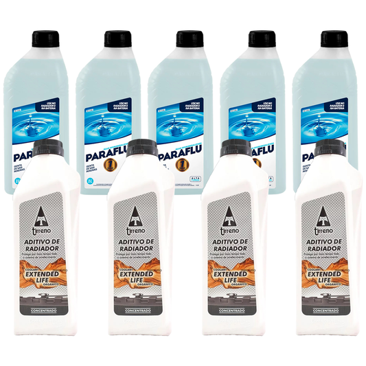 Kit 9 Litros com 4L Aditivo Radiador Laranja + 5L Água - (1)
