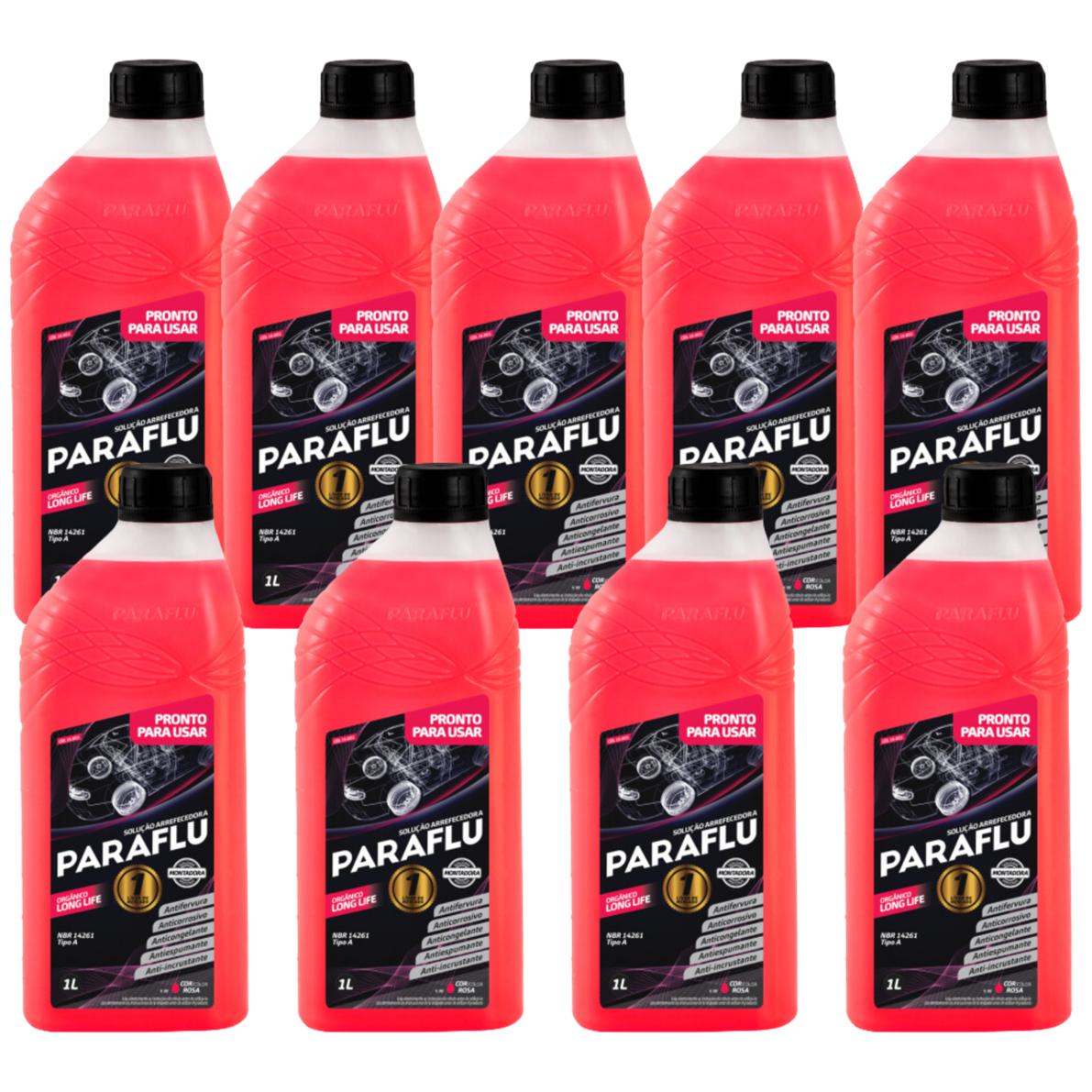 Kit 9 Litros Aditivo Radiador Pronto Para Uso Paraflu Montadora Orgânico Rosa - (1)