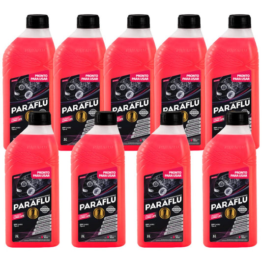 Kit 9 Litros Aditivo Radiador Pronto Para Uso Paraflu Montadora Orgânico Rosa - (1)