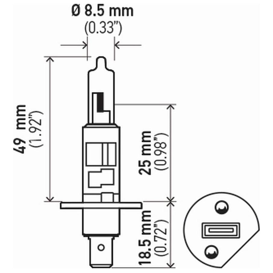 Lâmpada Halógena 12V 55W 3200K - Hella - H1 - (3)