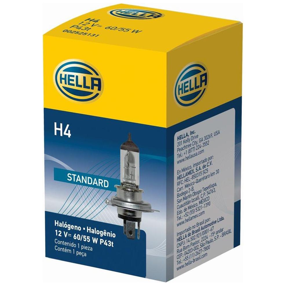Lâmpada Halógena Amarela H4 12V 60/55W 3200K - Hella - H4 - (2)
