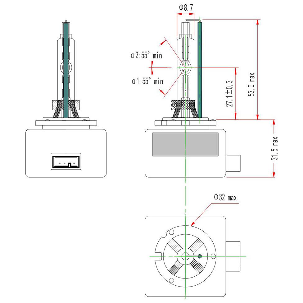 Lâmpada Xenon D8S 42V 25W C1 Pk32D-1 - Gauss - GL161D8S - (3)