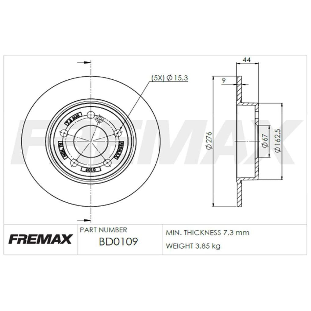 Par de Discos de Freio Sólido Traseiro - Fremax - BD0109 - (2)