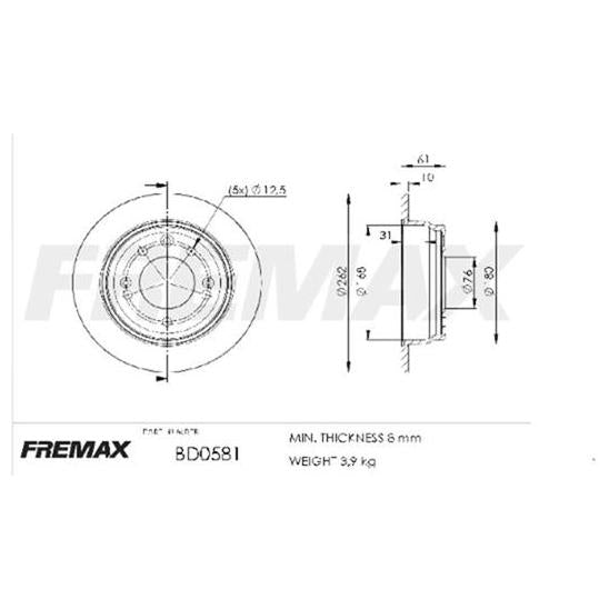 Par de Discos de Freio Sólido Traseiro - Fremax - BD0581 - (2)
