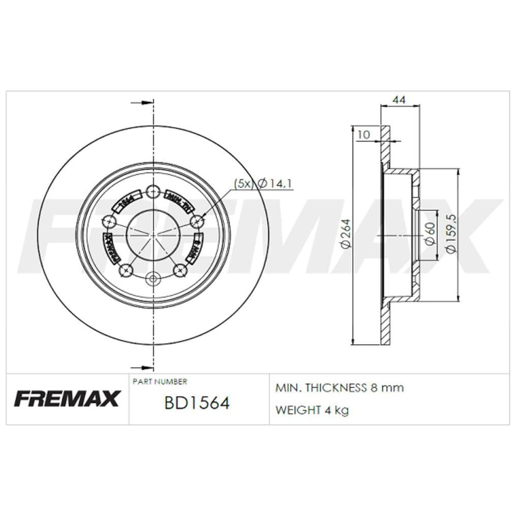 Par de Discos de Freio Sólido Traseiro - Fremax - BD1564 - (2)