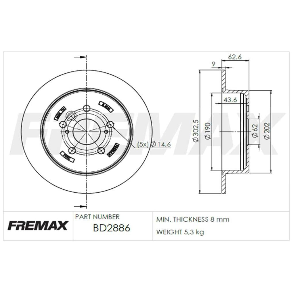 Par de Discos de Freio Sólido Traseiro - Fremax - BD2886 - (2)