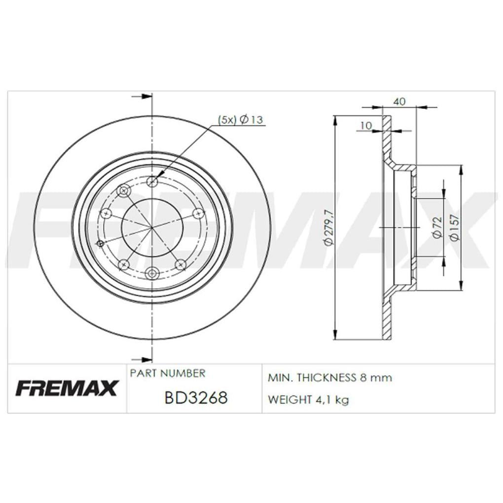 Par de Discos de Freio Sólido Traseiro - Fremax - BD3268 - (2)