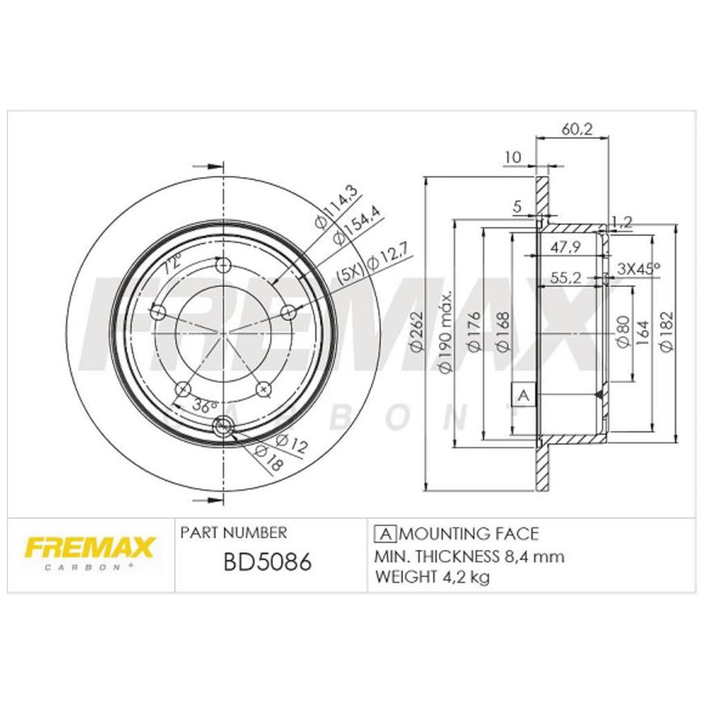 Par de Discos de Freio Sólido Traseiro - Fremax - BD5086 - (2)