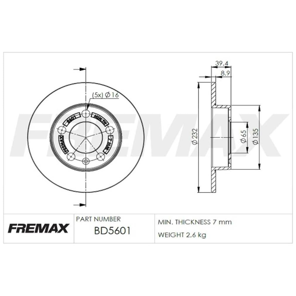 Par de Discos de Freio Sólido Traseiro - Fremax - BD5601 - (2)