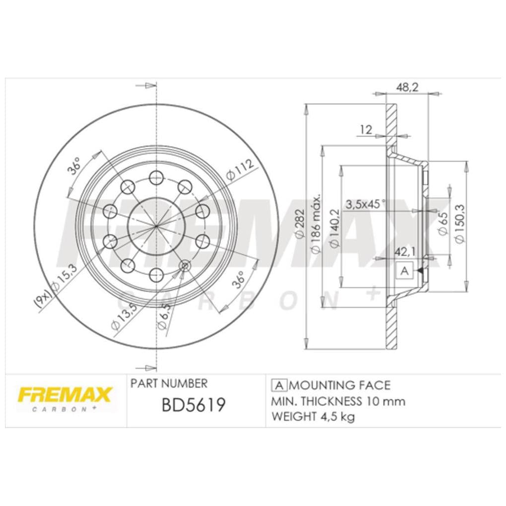 Par de Discos de Freio Sólido Traseiro - Fremax - BD5619 - (2)