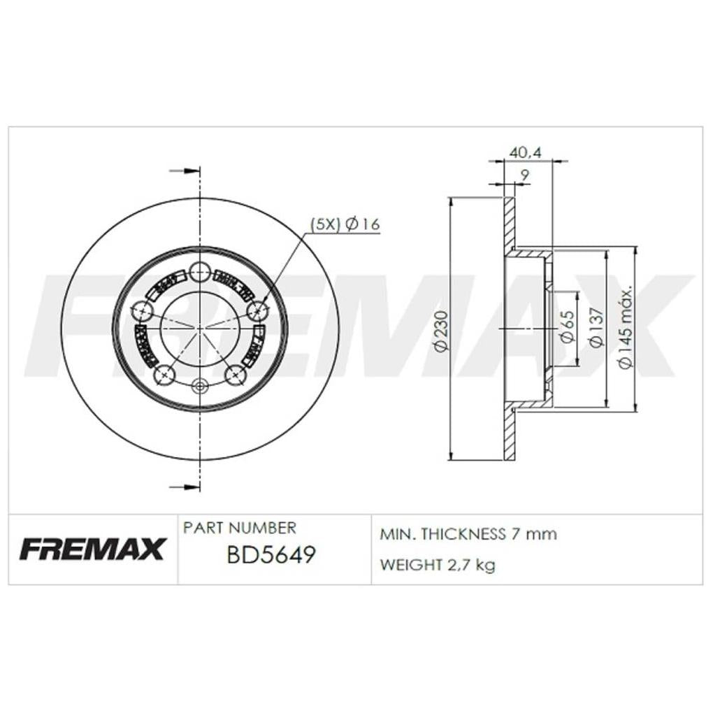 Par de Discos de Freio Sólido Traseiro - Fremax - BD5649 - (2)
