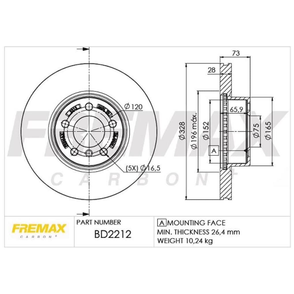 Disco de Freio Dianteiro 1 Unidade - Fremax - BD2212 - (2)