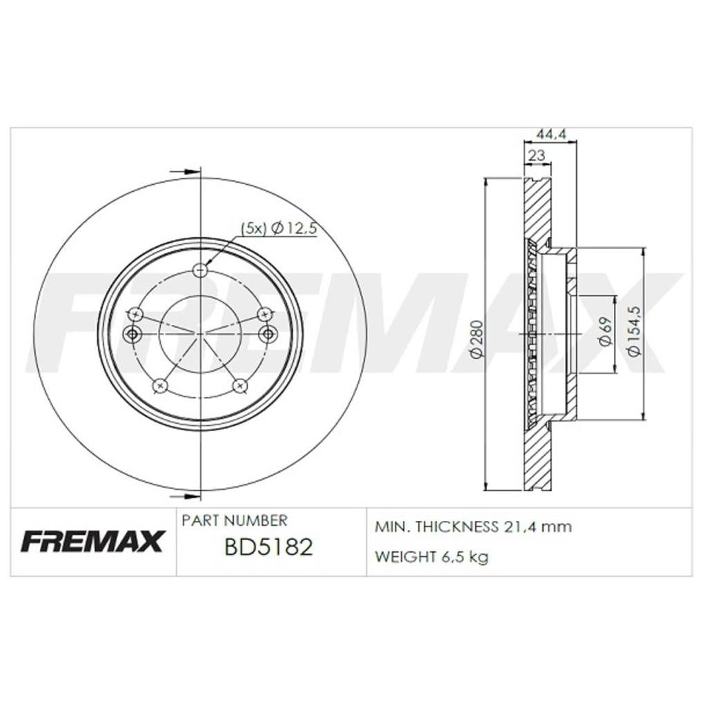 Par de Discos de Freio Ventilado Dianteiro - Fremax - BD5182 - (2)