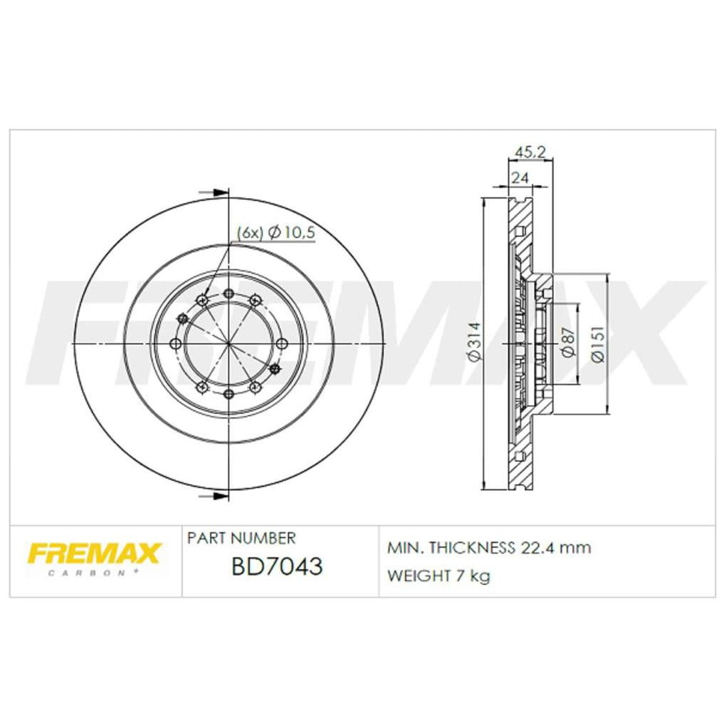 Par de Discos de Freio Ventilado Dianteiro - Fremax - BD7043 - (2)