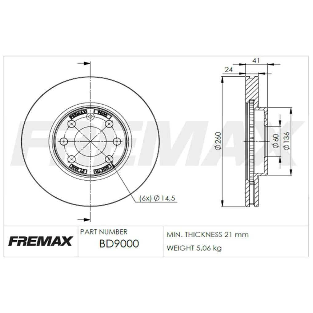 Par de Discos de Freio Ventilado Dianteiro - Fremax - BD9000 - (2)