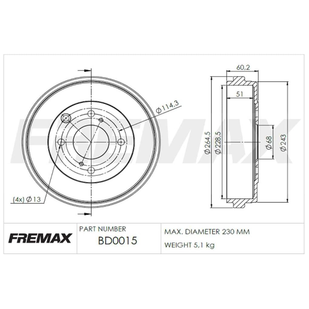 Par de Tambor de Freio Traseiro - Fremax - BD0015 - (2)