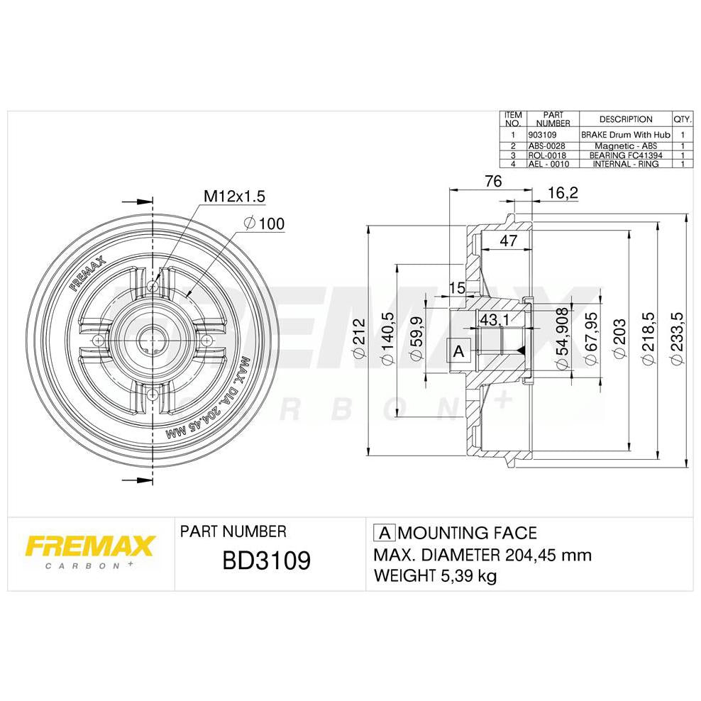 Par de Tambor de Freio Traseiro - Fremax - BD3109KT - (2)