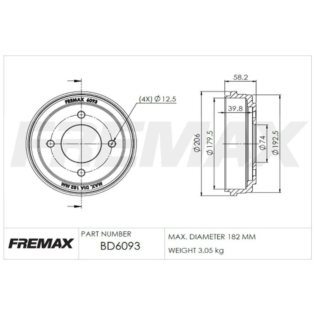 Par de Tambor de Freio Traseiro - Fremax - BD6093 - (2)