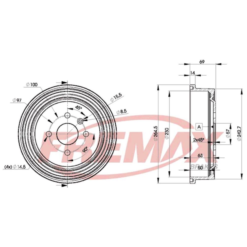 Par de Tambor de Freio Traseiro - Fremax - BD8063 - (2)