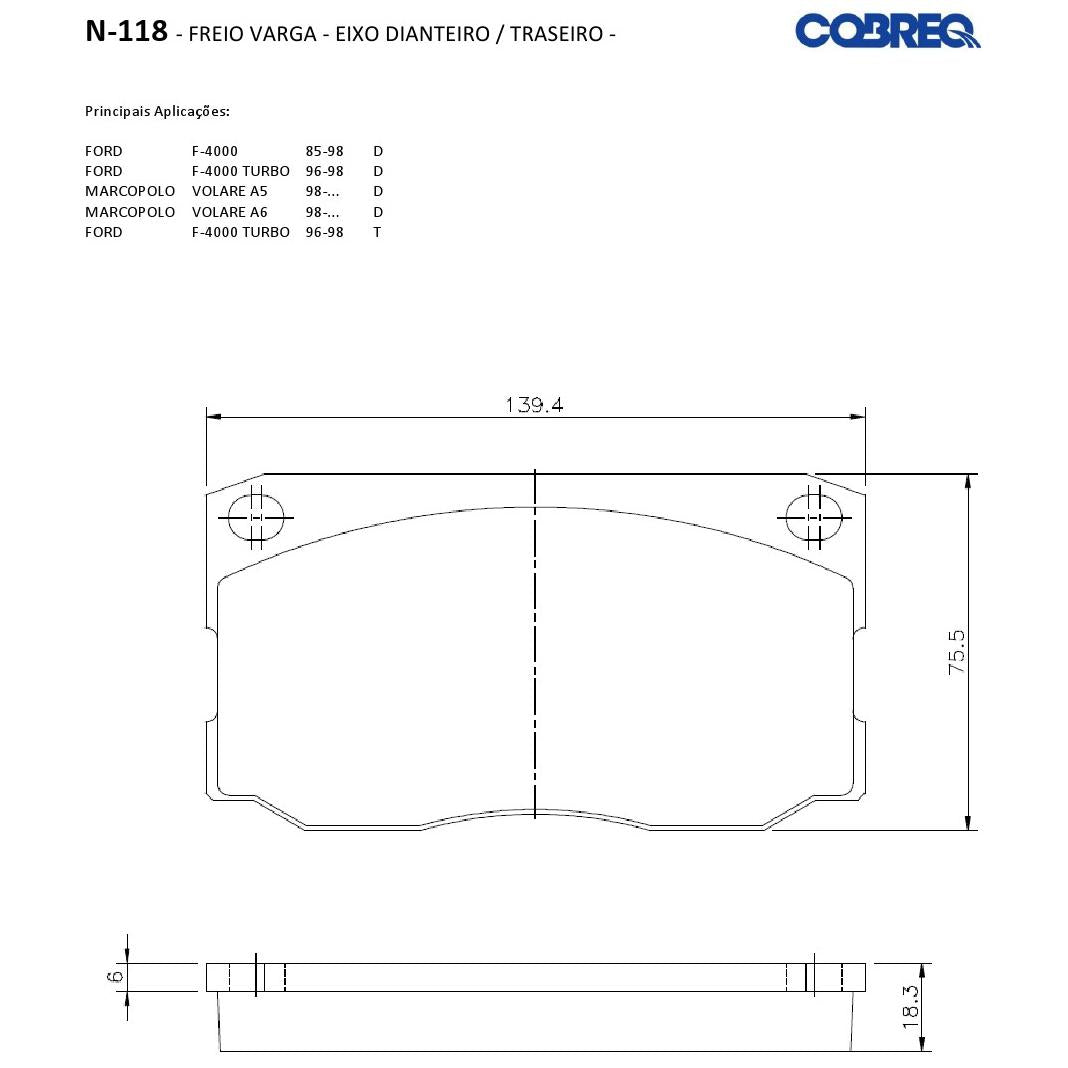 Pastilha de Freio Dianteira - Cobreq - N-118 - (3)