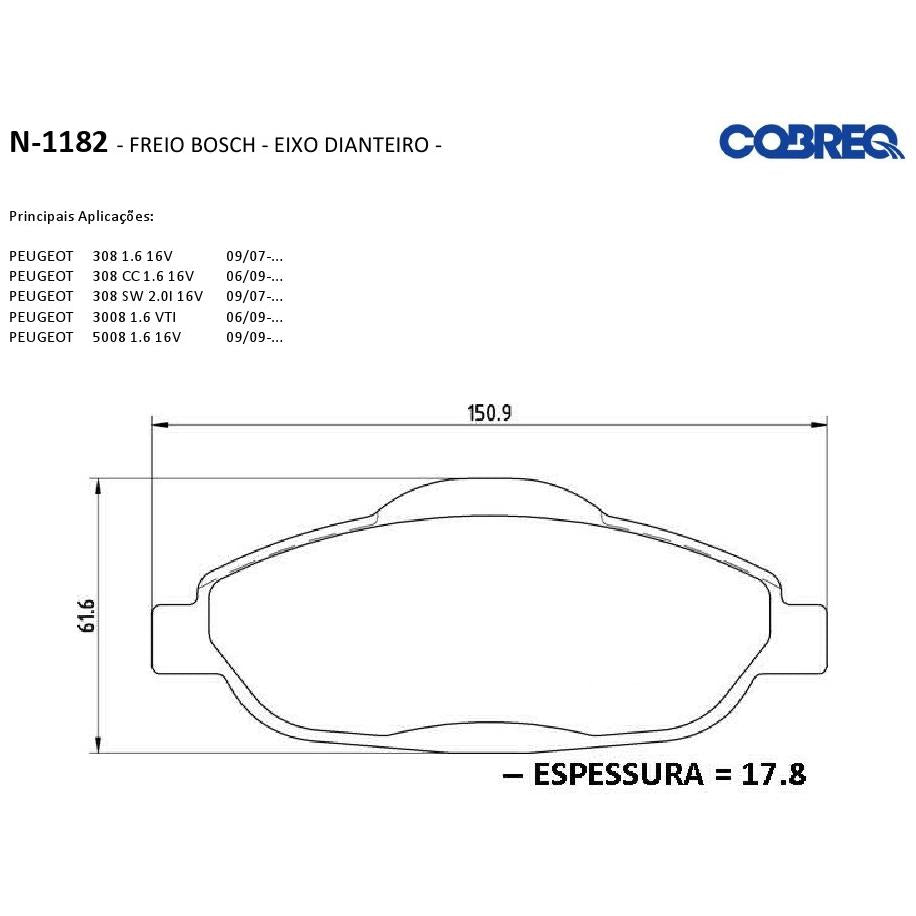 Pastilha de Freio Dianteira - Cobreq - N-1182 - (3)