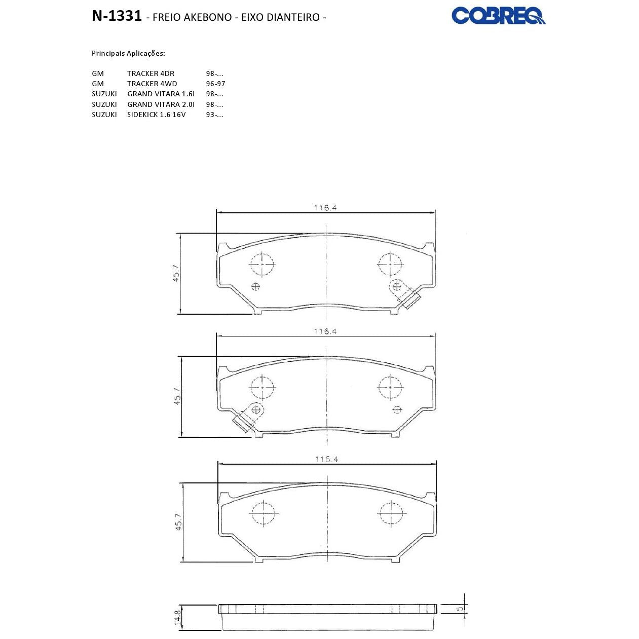 Pastilha de Freio Dianteira - Cobreq - N-1331 - (3)