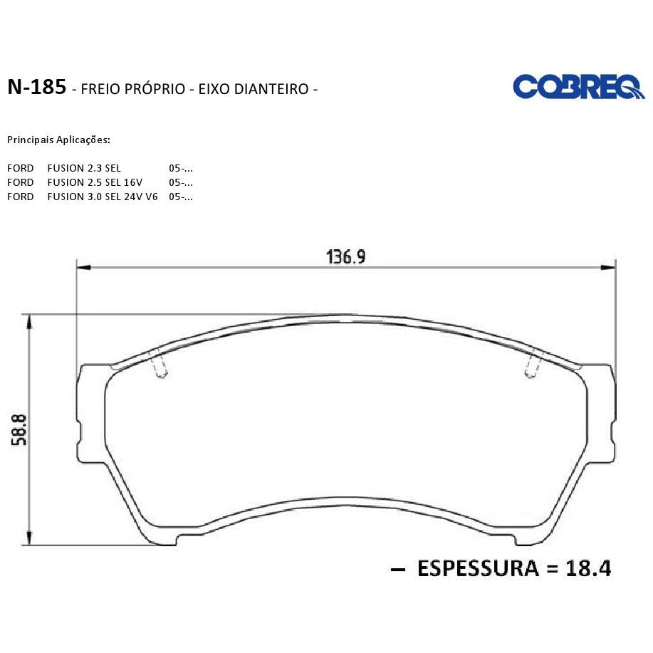 Pastilha de Freio Dianteira - Cobreq - N-185 - (3)