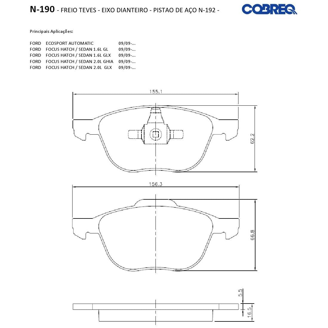 Pastilha de Freio Dianteira - Cobreq - N-190 - (3)