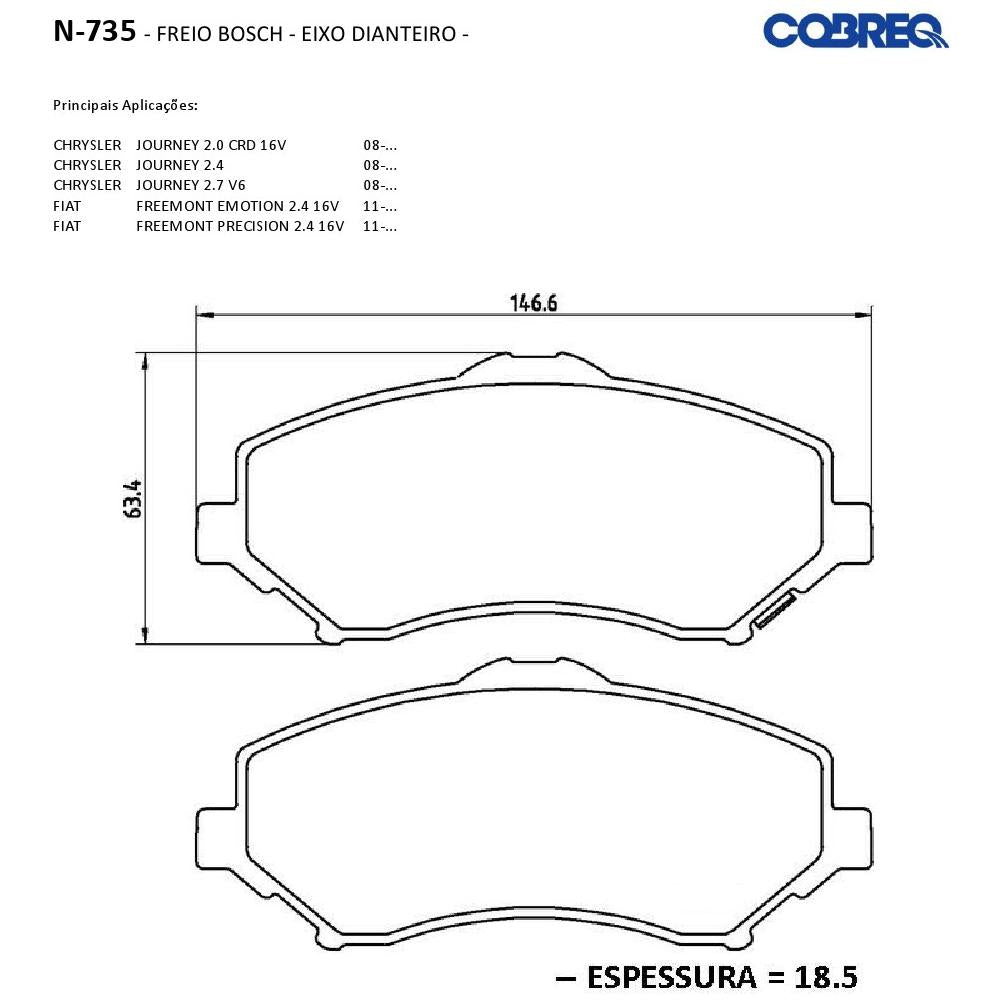 Pastilha de Freio Dianteira - Cobreq - N-735 - (3)