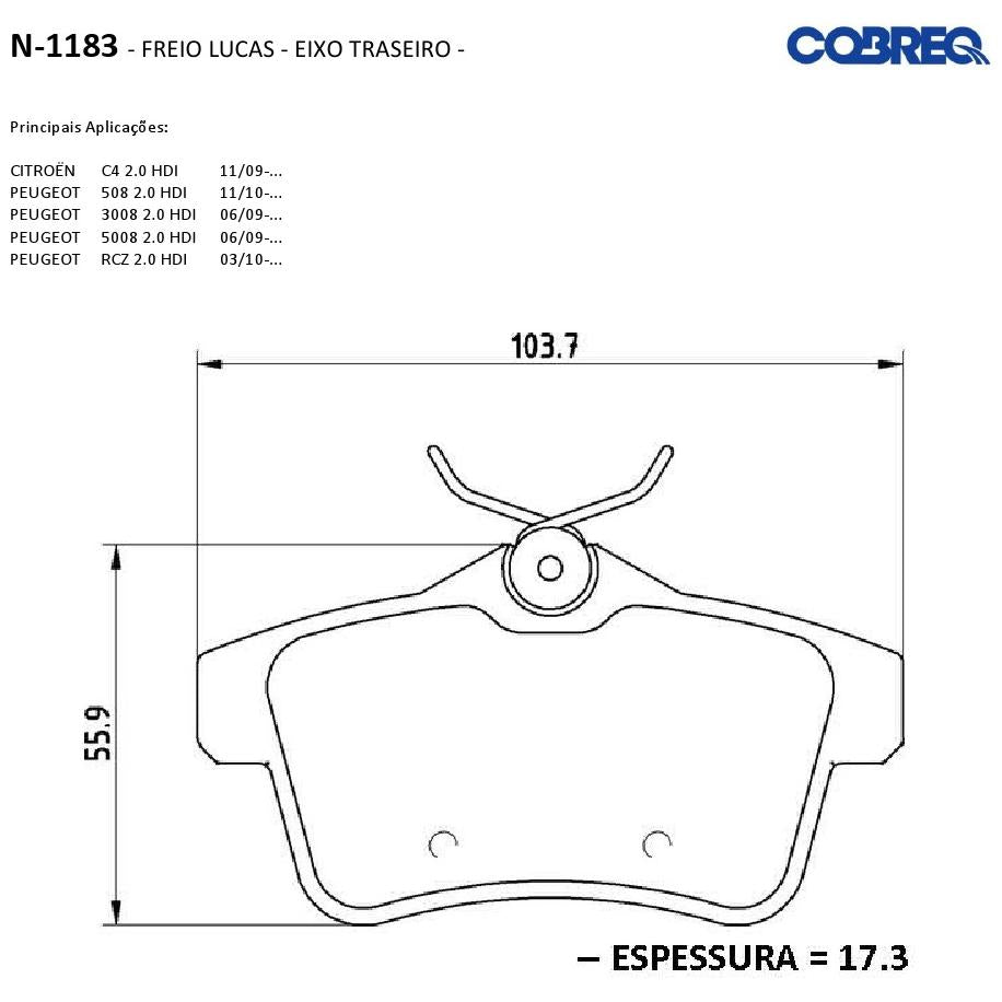 Pastilha de Freio Traseira - Cobreq - N-1183 - (3)