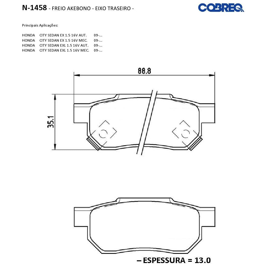 Pastilha de Freio Traseira - Cobreq - N-1458 - (3)