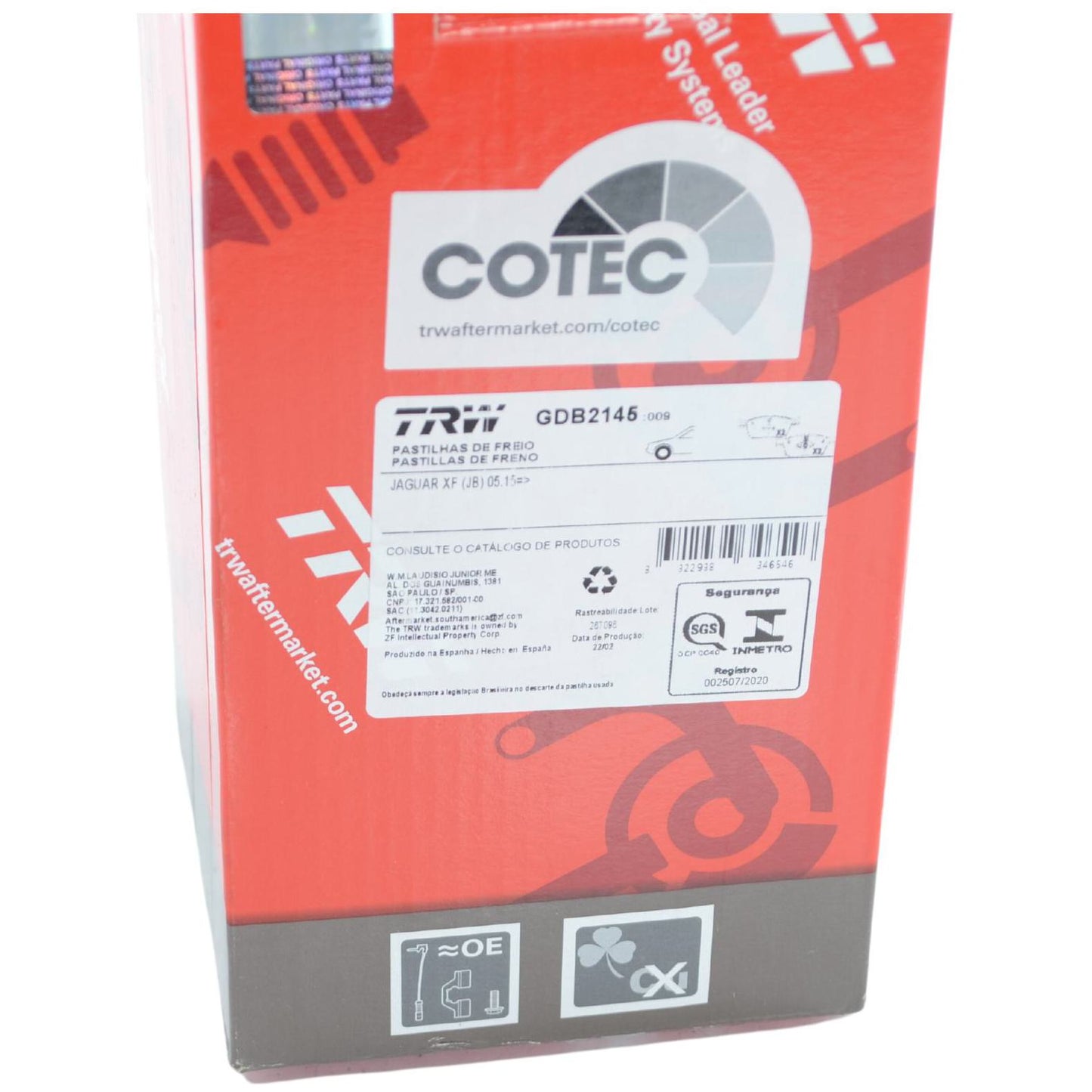 Pastilhas Freio Dianteira Antirruído Cotec - TRW - GDB2145 - (4)