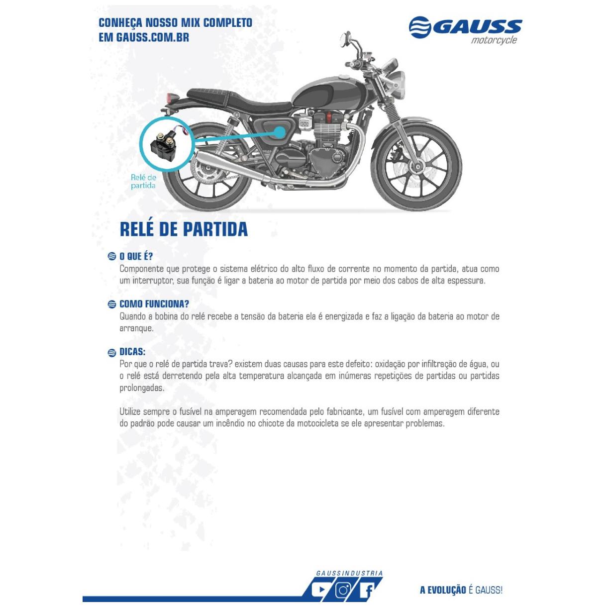 Relé de Partida para Moto - Gauss - GM22008 - (2)