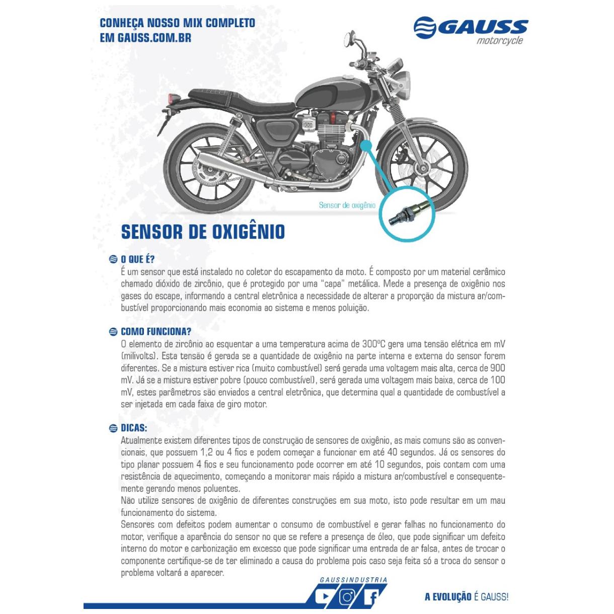 Sensor de Oxigênio para Moto - Gauss - GM18006 - (4)