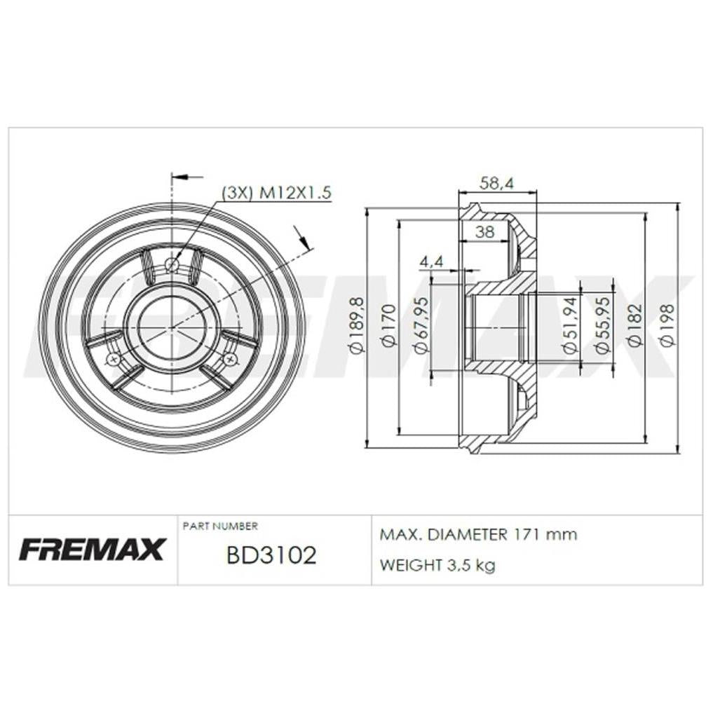 Tambor de Freio Traseiro - Fremax - BD3102 - (2)