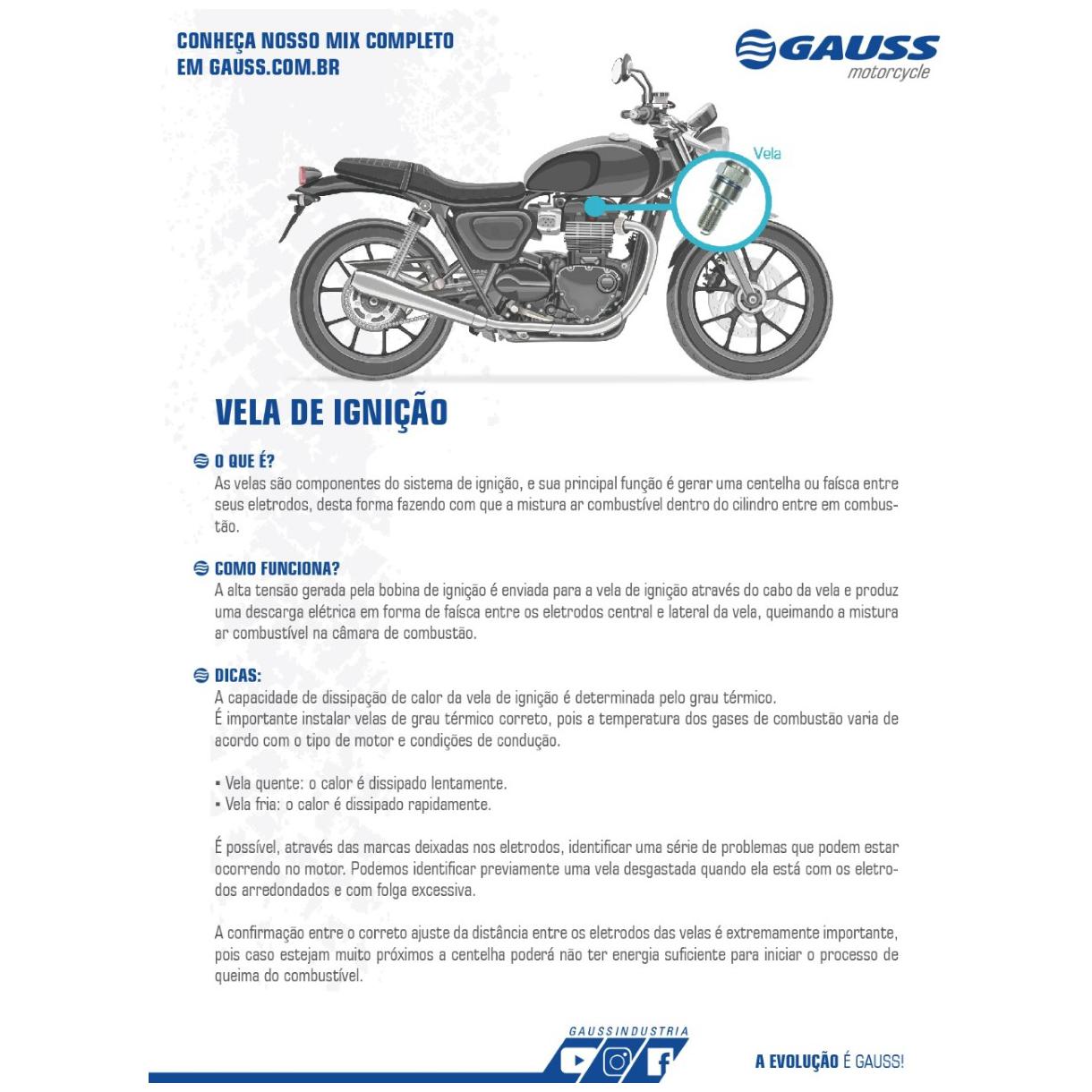 Vela de Ignição Moto - Gauss - GV6R34I - (4)